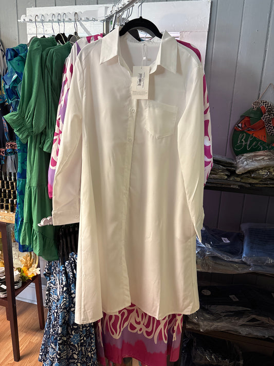 Long Sleeve White Shirt Dress
