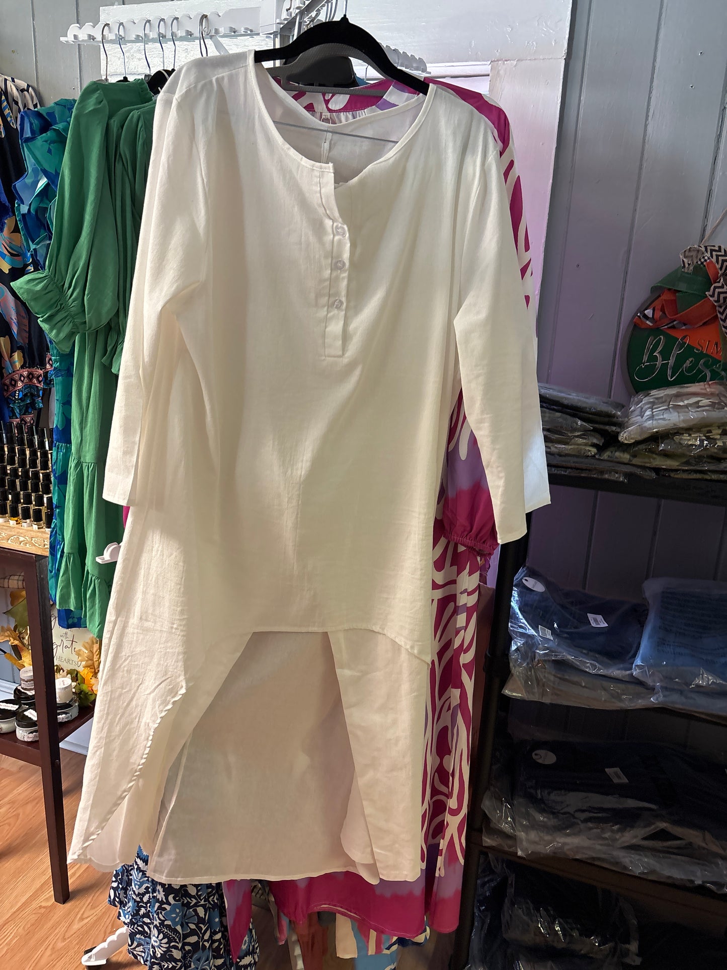 Sleeved Cotton White Pantsuit