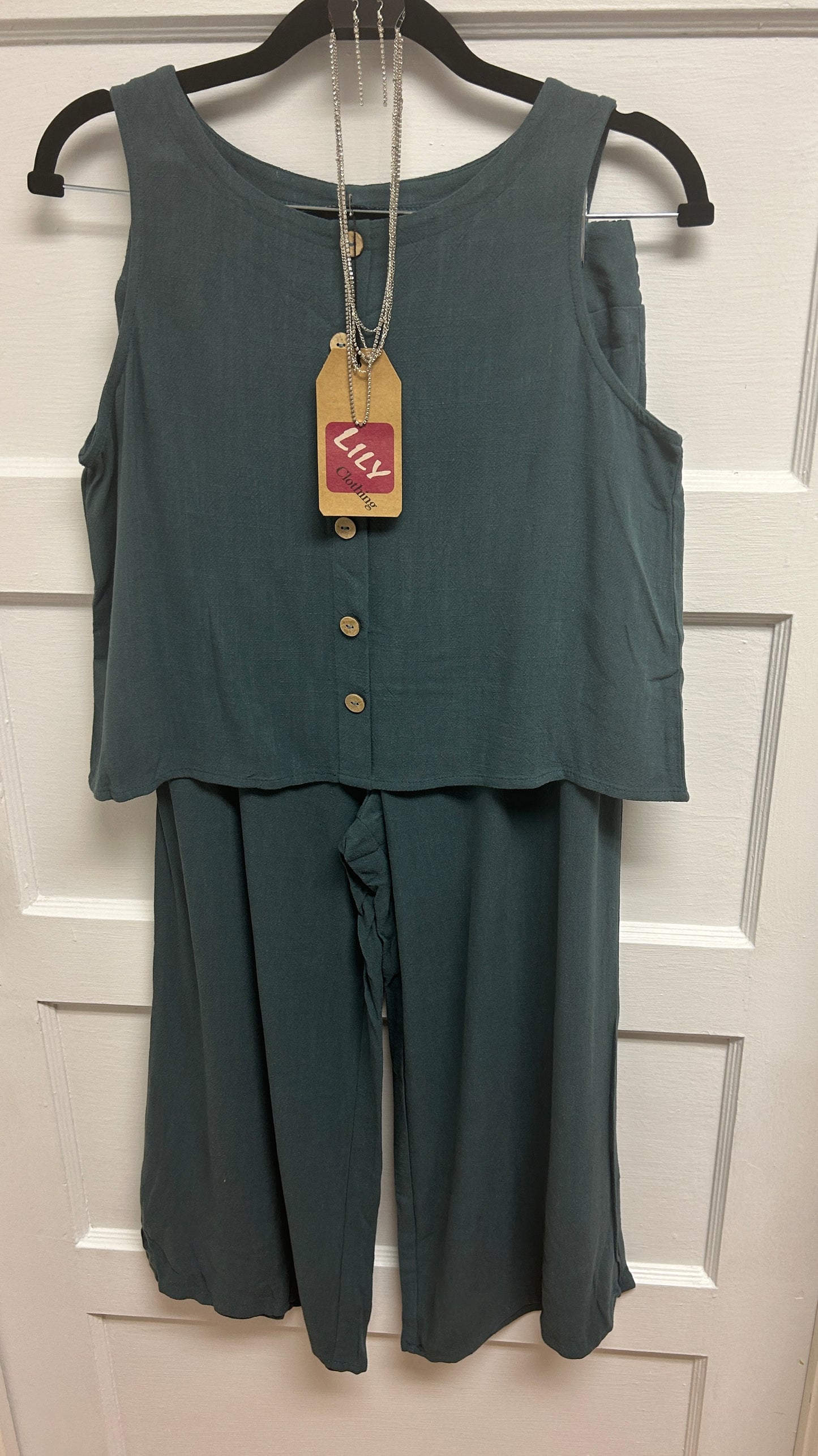 2/pc Green Capri Set
