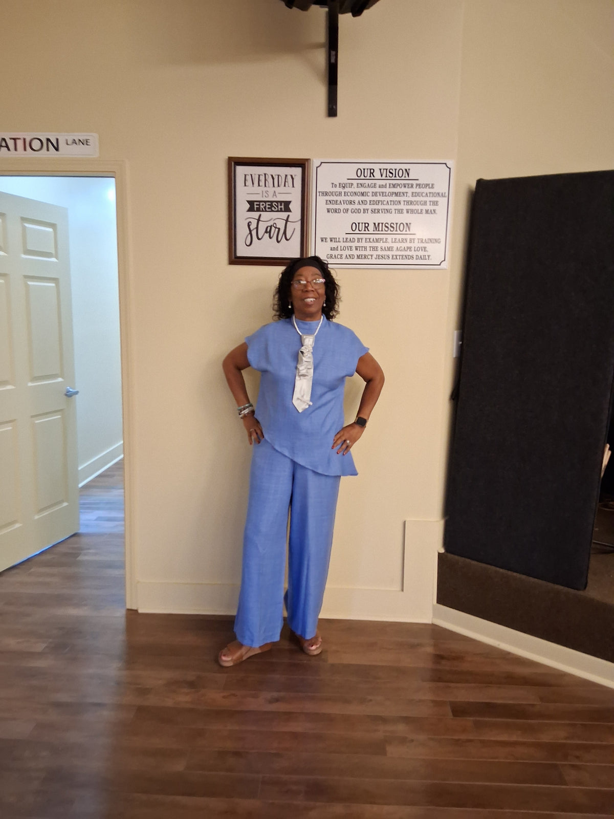 Come on in to your local boutique Fresh Start Variety Shop location 240 5th Street NE Cairo GA where the owner Apostle Annette Higdon wearing a beautiful orange and white dress all items you are seeing are available in store and online