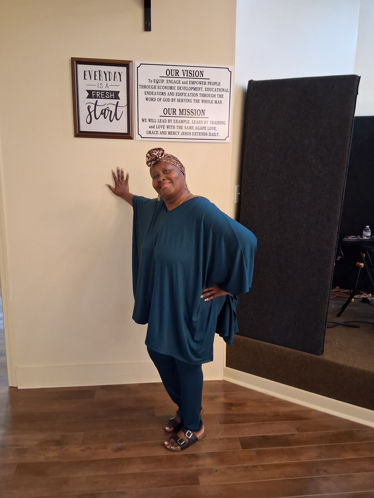 Come on in to your local boutique Fresh Start Variety Shop location 240 5th Street NE Cairo GA where the owner Apostle Annette Higdon wearing a beautiful orange and white dress all items you are seeing are available in store and online