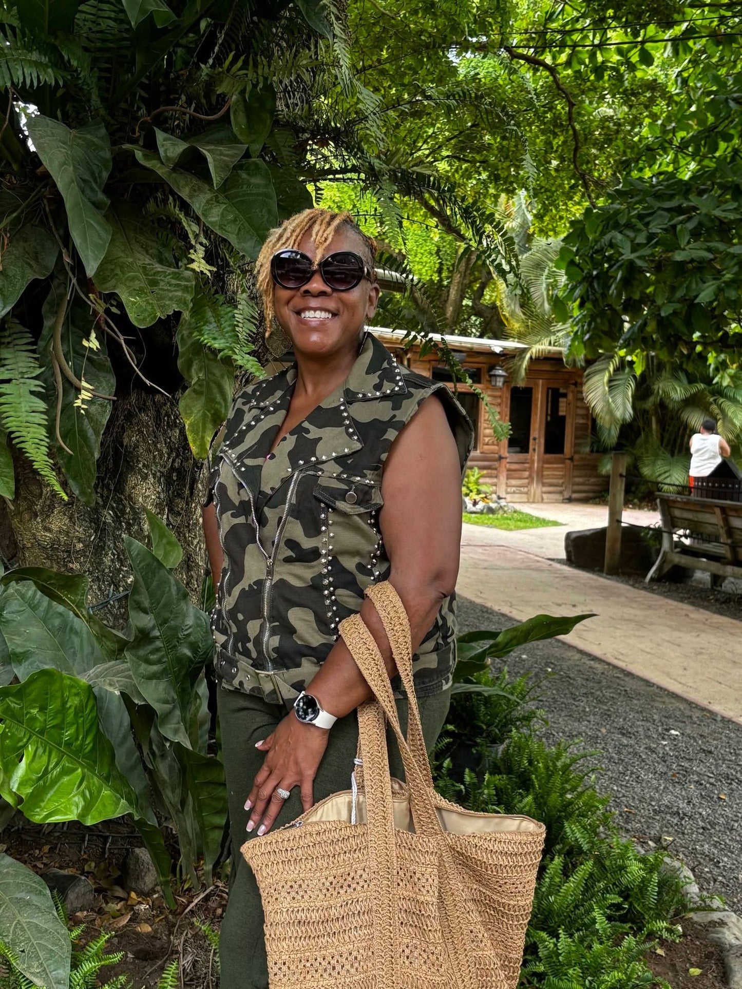 Fresh Start Variety Shop owner wearing the beautiful items from her shop